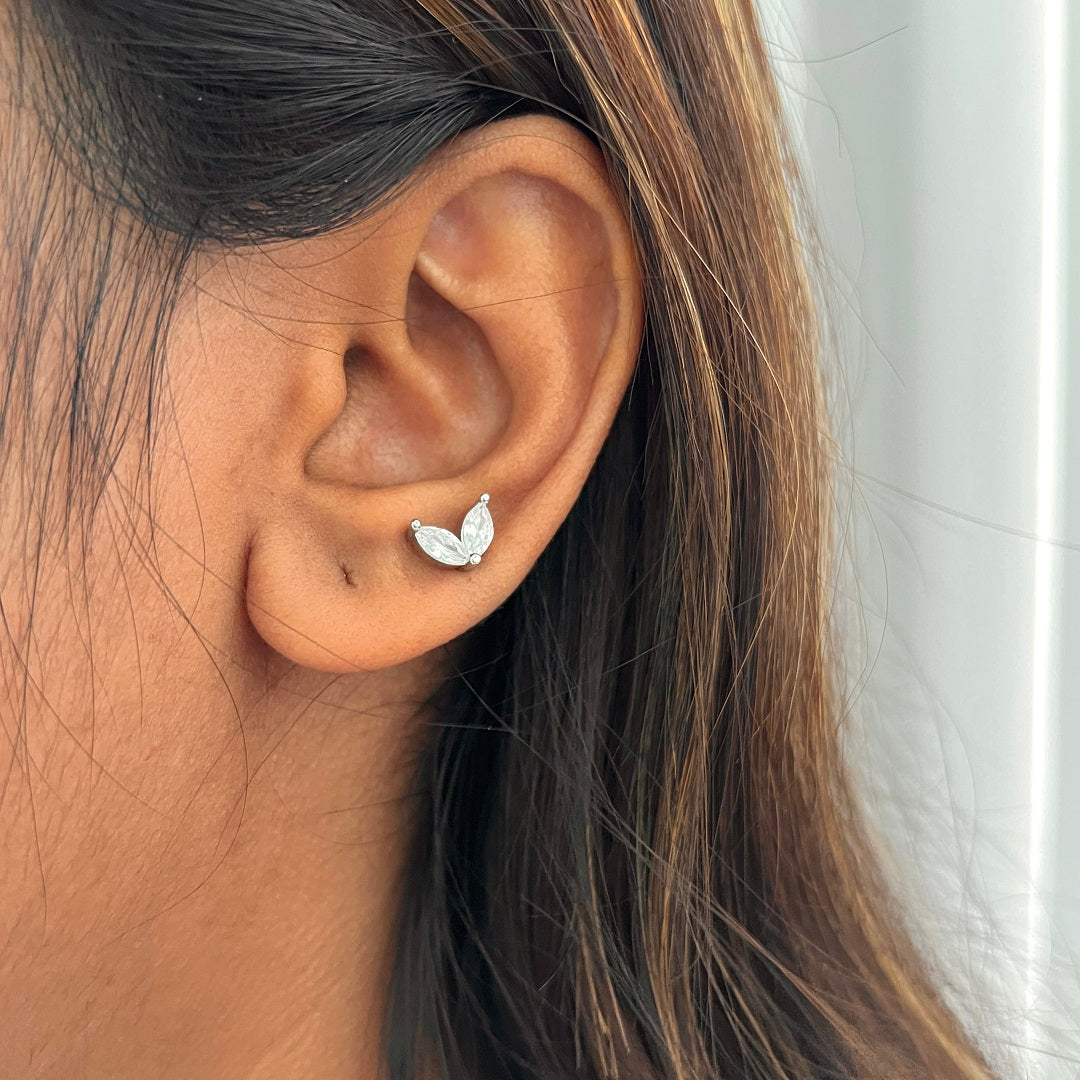 KIKICHIC | NYC | Dainty Minimalist Jewelry | Small CZ Diamond Starburst Stud  Earrings Second Piercing in Silver, Rose Gold and 18k Gold